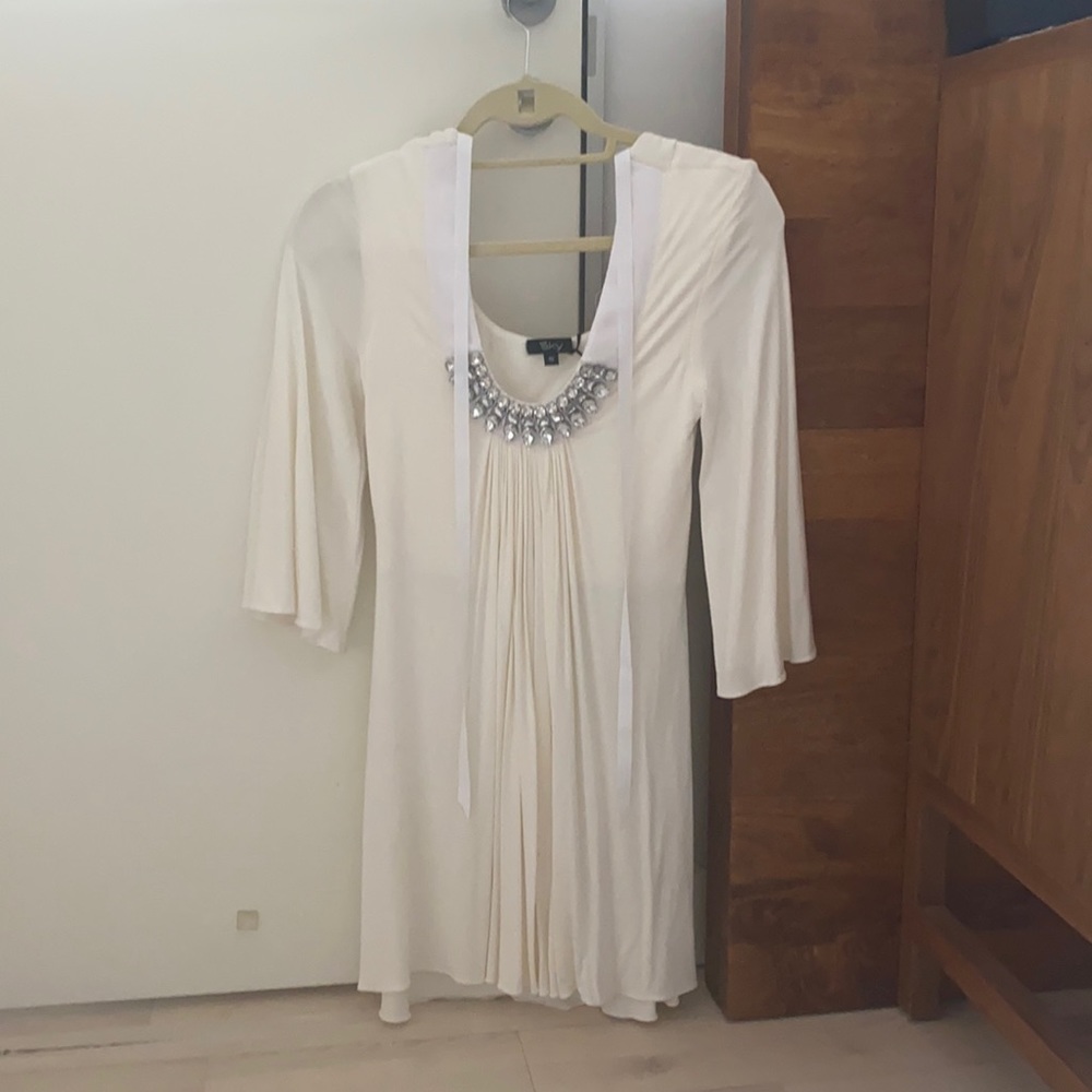 NWT white Sky dress with gems size small